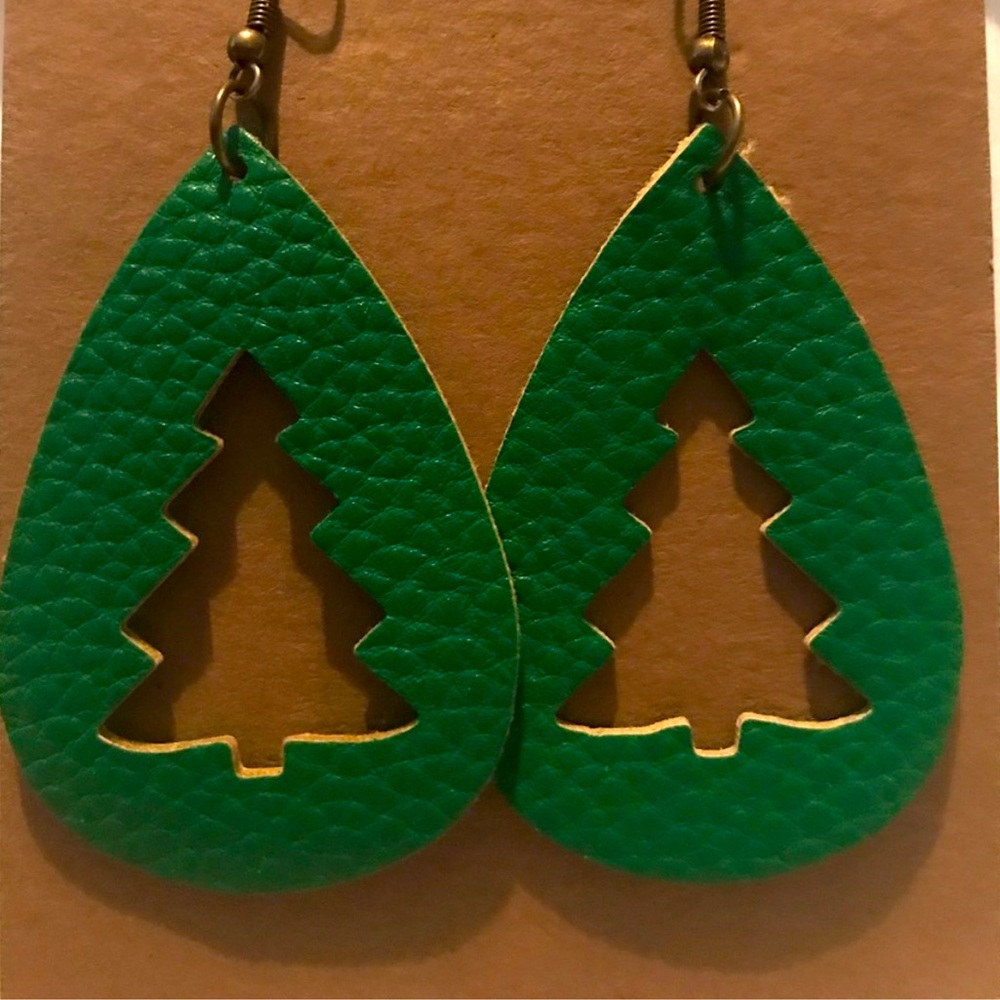 Leather Tear Drop Earrings